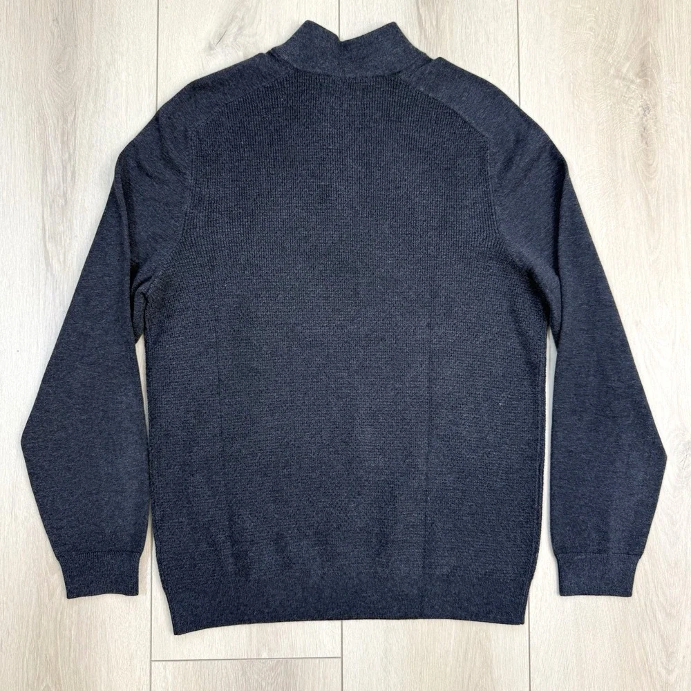 NEW FLX 1/4 Zip Sweater Men's M Charcoal Gray Mock Neck Pullover Knit Bangladesh